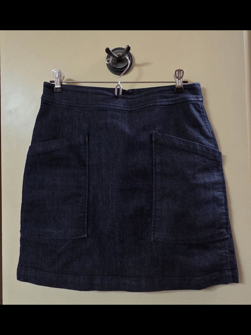 LOFT Indigo Denim Mini Skirt with Front Patch Pockets